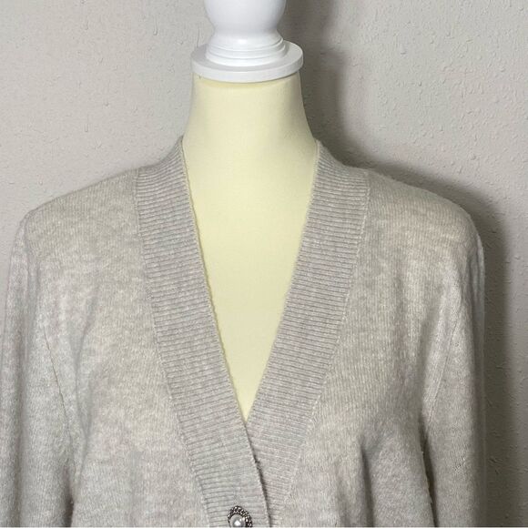 H&M Gray Wool Blend Pearl Button Super Soft Cardigan Sweater Women's Size XL - Picture 11 of 16